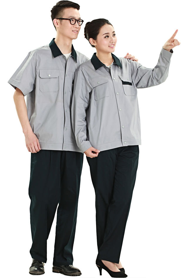 HR-823款纯棉拼色短袖工作服定制款式