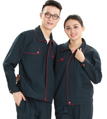 洪瑞系列 [ HR-802款 ] 藏兰、大红拼色帆布拼色单层茄克 工作服款式