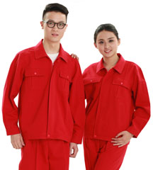 洪瑞系列 [ HR-829款 ] 大红帆布双层茄克 工作服款式