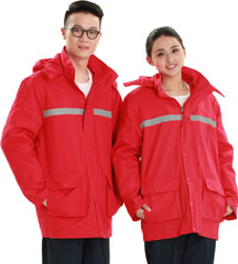 洪瑞系列 [ HR-998款 ] 大红纯棉中长棉衣 工作服款式
