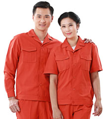 精格系列 [ KG-3819款 ] 桔红细帆布长袖 工作服款式